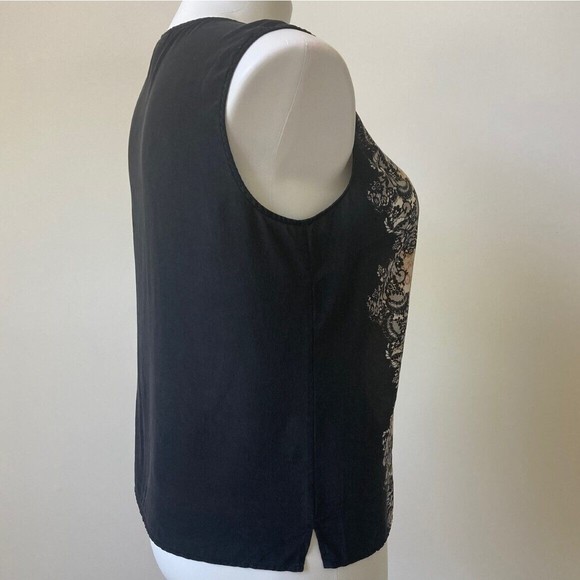 Talbots Silk Top Women Size 12 Sleeveless Blouse Semi Keyhole Floral Print Class - Picture 3 of 9